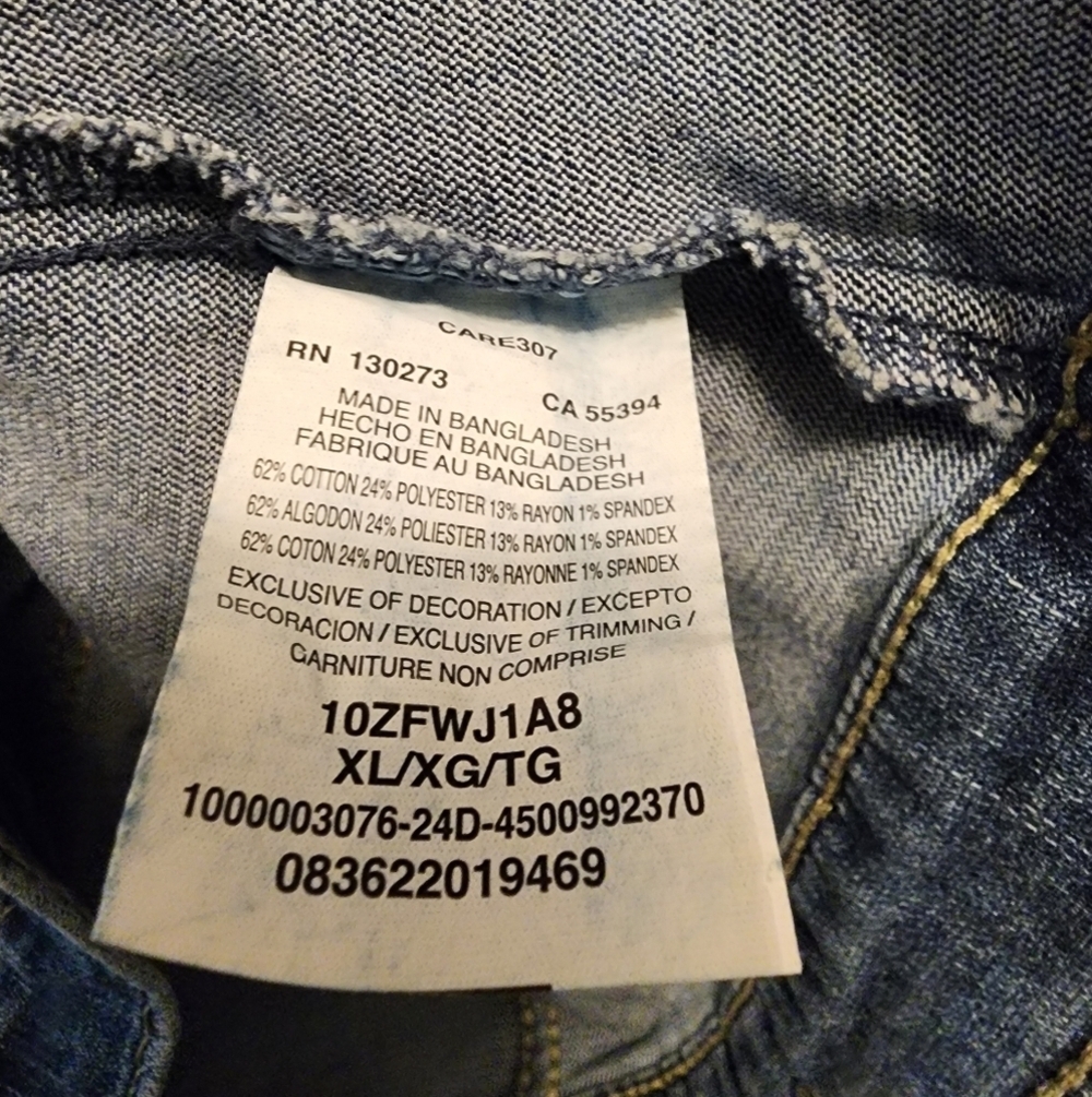 Wrangler Authentics Womens Denim Jean Jacket Blue Size X-Large Button Up Stretch - Picture 8 of 9